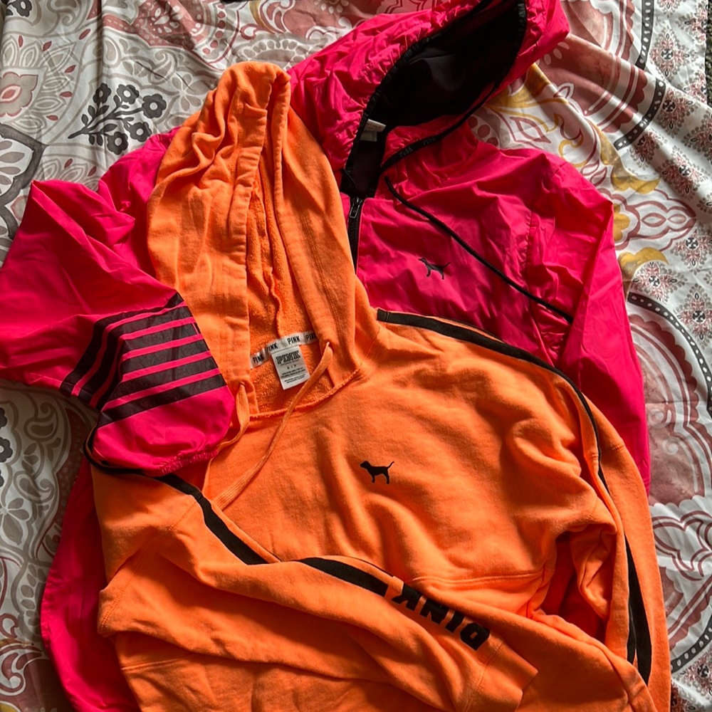PINK rain jacket and sweater